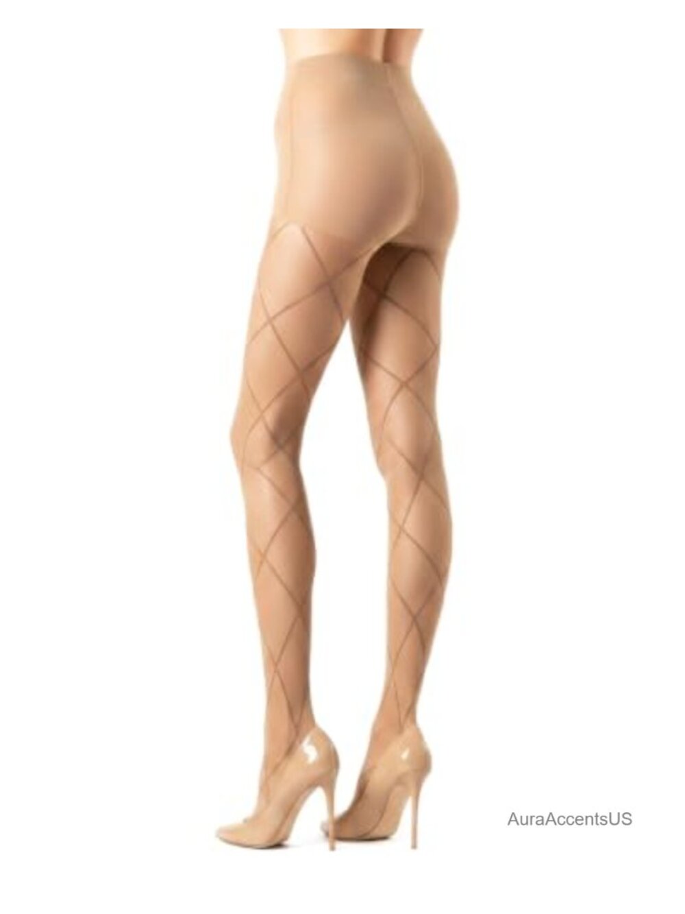 Diamond Pattern Sheer Tights with Tummy Control Pantyhose